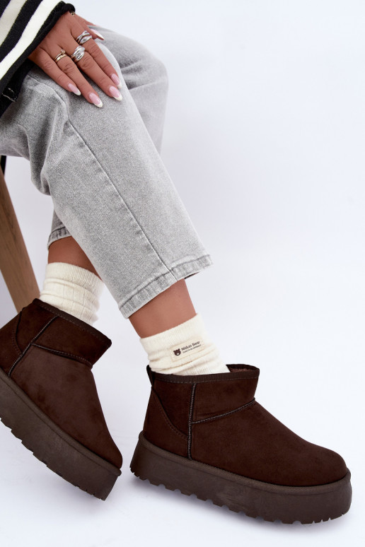 Schneestiefel aus Kunstveloursleder mit Plattform in dunkelbrauner Farbe Corcoran