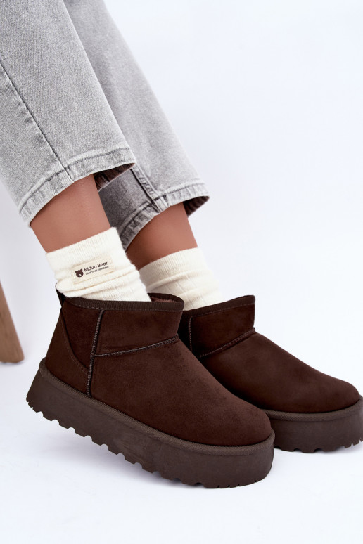Schneestiefel aus Kunstveloursleder mit Plattform in dunkelbrauner Farbe Corcoran
