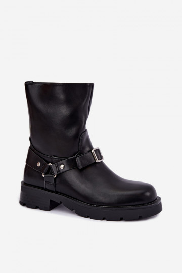 sich Zuarm laufen Damenstiefel mit Streifen I mit Schnallen schZuarze Farbe Delmora