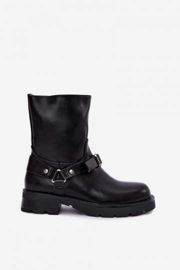 sich Zuarm laufen Damenstiefel mit Streifen I mit Schnallen schZuarze Farbe Delmora 2