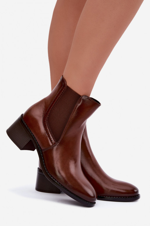 Stylische Damen Stiefeletten in brauner Farbe Dalmora
