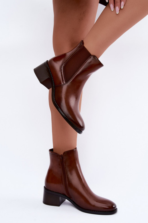 Stylische Damen Stiefeletten in brauner Farbe Dalmora