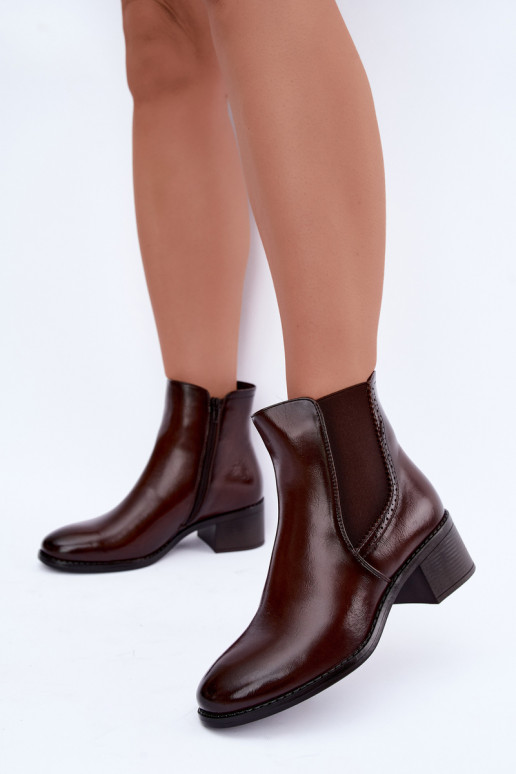 Stylische Damen Stiefeletten in dunkelbrauner Farbe Dalmora