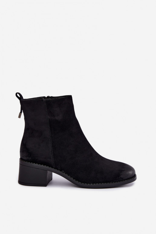 Wärmende schwarze Stiefeletten mit niedrigem Absatz Merselia