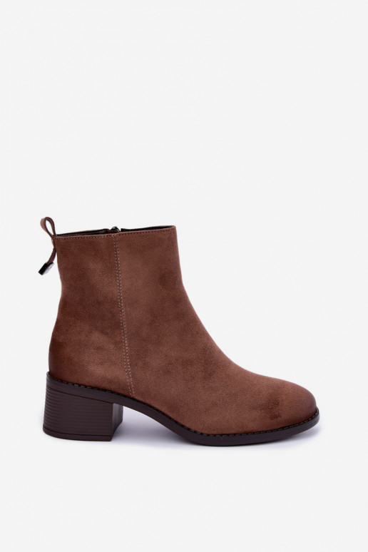 Wärmende sandfarbene Stiefeletten mit niedrigem Absatz Merselia