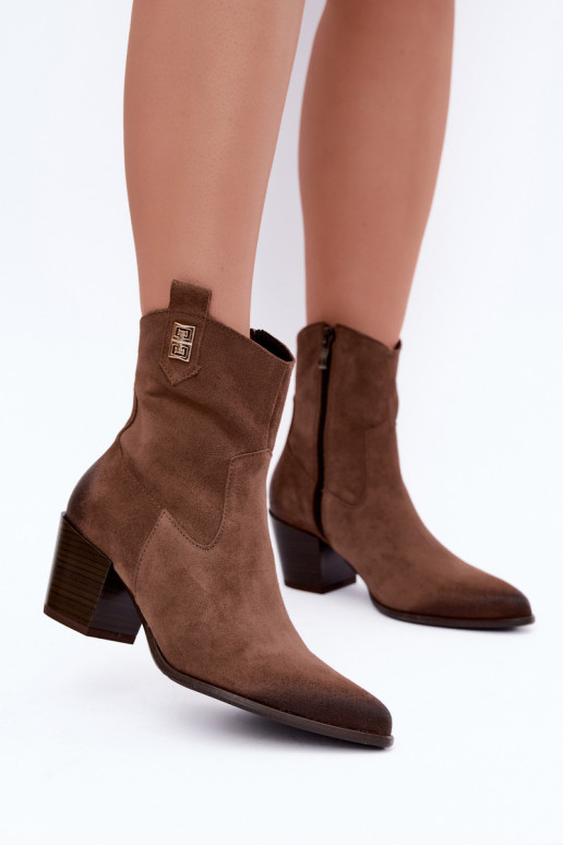 sich Zuarm laufen CoZuboystiefel für Damen mit Absätzen natürliches INildlederoZua Zazoo 60603 braune Farbe