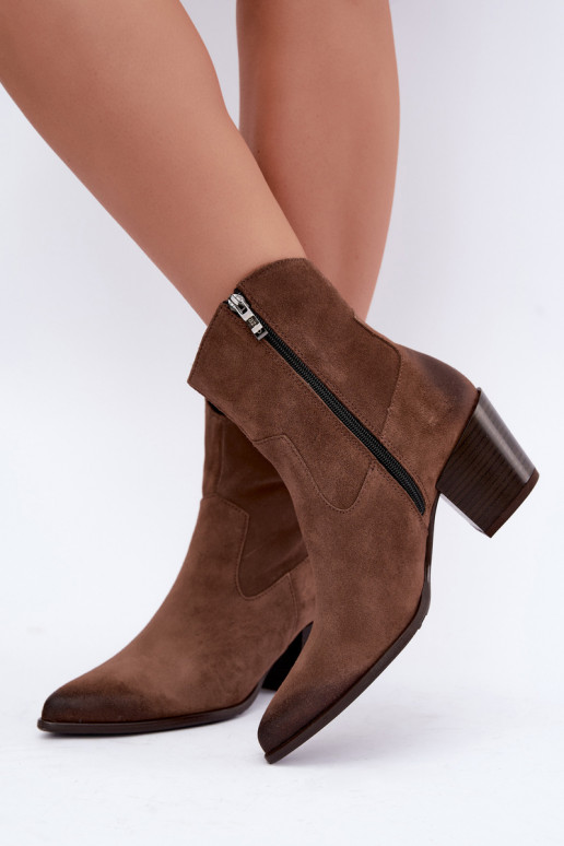 sich Zuarm laufen CoZuboystiefel für Damen mit Absätzen natürliches INildlederoZua Zazoo 60603 braune Farbe