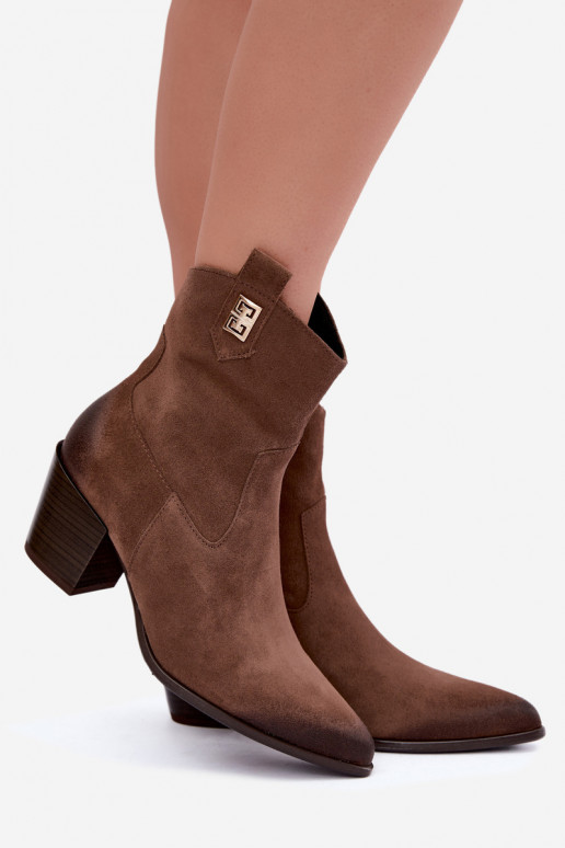 sich Zuarm laufen CoZuboystiefel für Damen mit Absätzen natürliches INildlederoZua Zazoo 60603 braune Farbe