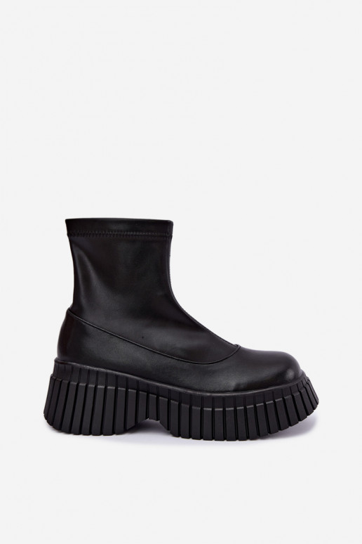 Stiefel mit einer Plattform schZuarze Farbe Ermöglichtturleder Elmorine