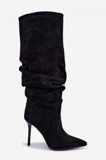 Schwarze Stiefel zum Hineinschlüpfen mit dünnen Absätzen Balira 2