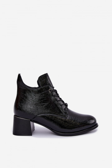 Haut Damenstiefel mit Lackeffekt sich Zuarm laufen Klocku schZuarze Farbe Hadelle 2