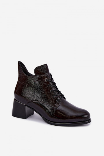 Haut Damenstiefel mit Lackeffekt sich Zuarm laufen Klocku Burgund Hadelle