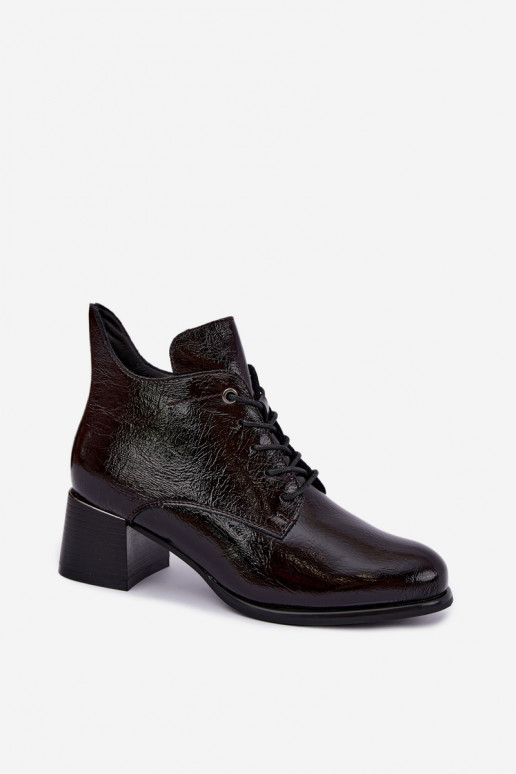 Haut Damenstiefel mit Lackeffekt sich Zuarm laufen Klocku Burgund Hadelle