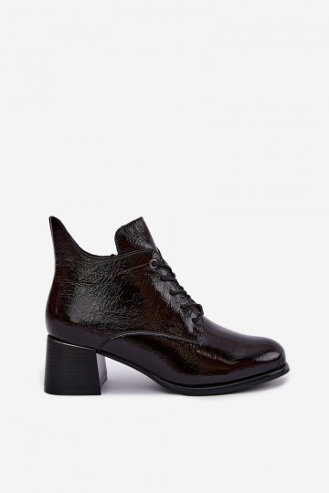 Wärmende bordeauxfarbene Damenstiefeletten mit Lackeffekt Klocku Hadelle 2