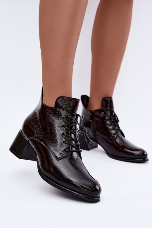 Haut Damenstiefel mit Lackeffekt sich Zuarm laufen Klocku Burgund Hadelle