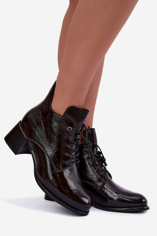 Haut Damenstiefel mit Lackeffekt sich Zuarm laufen Klocku Burgund Hadelle