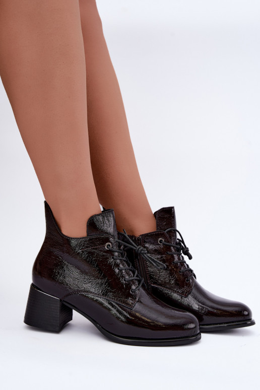 Haut Damenstiefel mit Lackeffekt sich Zuarm laufen Klocku Burgund Hadelle