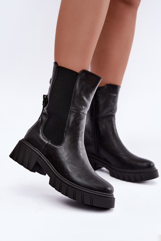 Wärmende stilvolle Damen-Stiefeletten in Schwarz