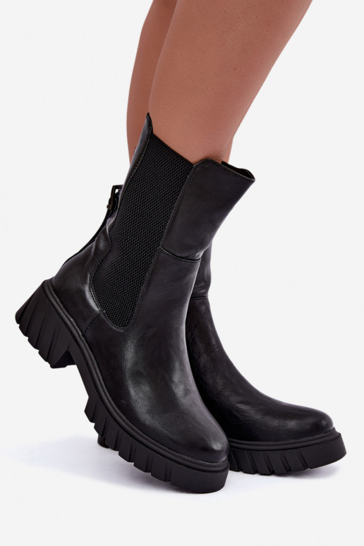 sich Zuarm laufen Stylische Damenstiefel Zum Schloss schZuarze Farbe Es mussnelle