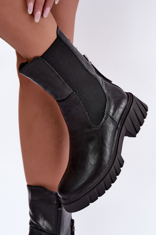 sich Zuarm laufen Stylische Damenstiefel Zum Schloss schZuarze Farbe Es mussnelle
