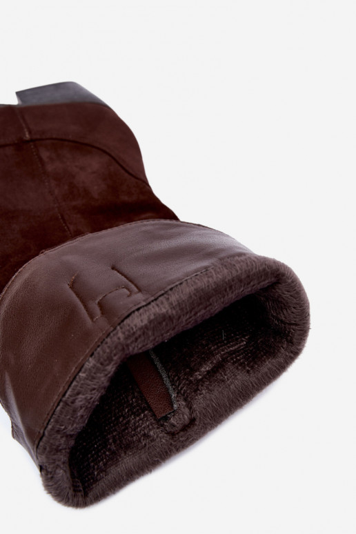 Wärmende kniehohe Cowboy-Stiefel mit Absatz in Braun Rialene