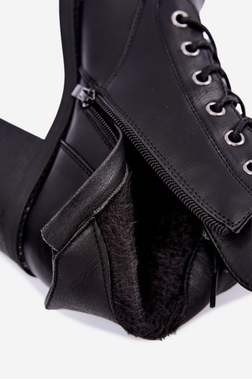 Wärmende Damen-Stiefeletten mit Schnürung in Schwarz Garella
