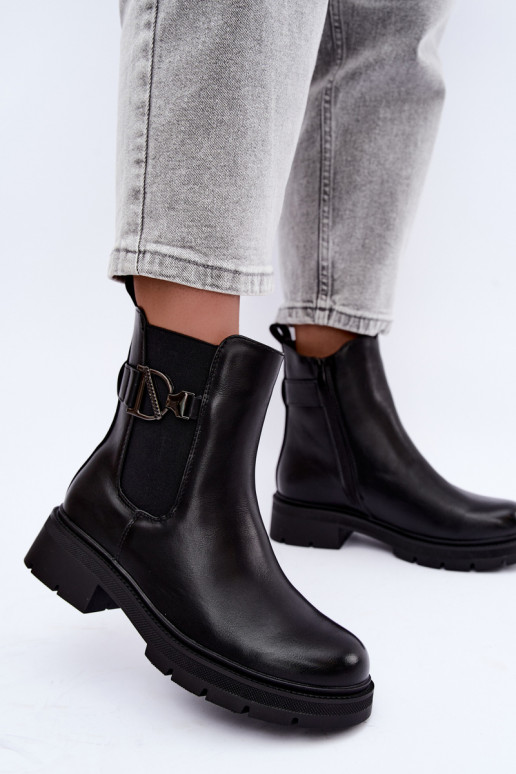 sich Zuarm laufen stylische Stiefel mit Ornamenten schZuarze Farbe Janira