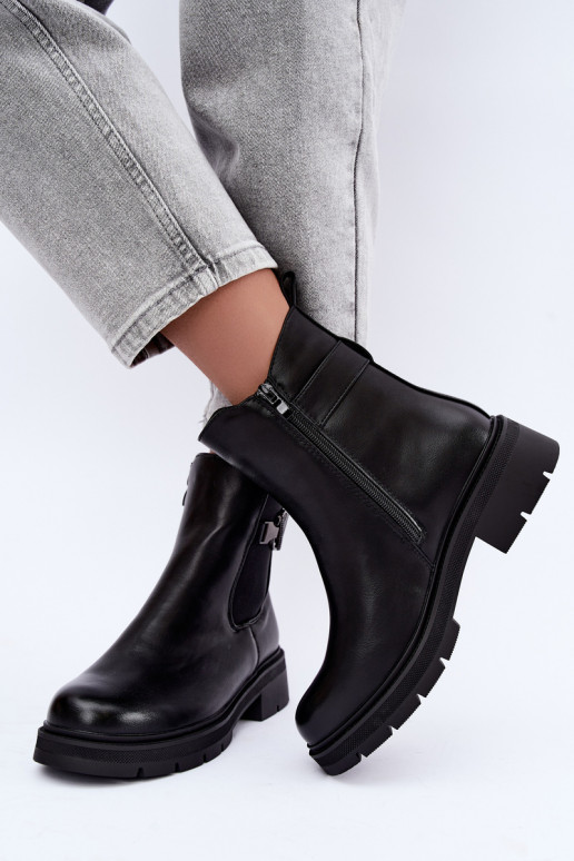 sich Zuarm laufen stylische Stiefel mit Ornamenten schZuarze Farbe Janira
