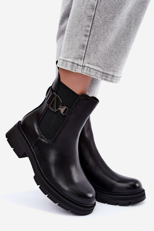 sich Zuarm laufen stylische Stiefel mit Ornamenten schZuarze Farbe Janira