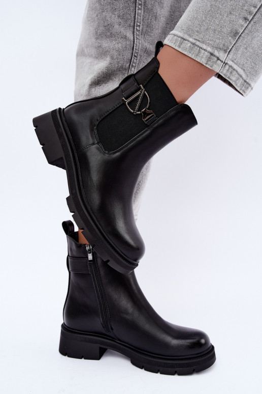 sich Zuarm laufen stylische Stiefel mit Ornamenten schZuarze Farbe Janira