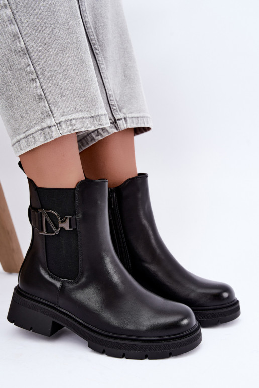 sich Zuarm laufen stylische Stiefel mit Ornamenten schZuarze Farbe Janira