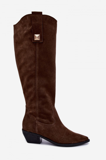 Haut aus INildleder Stiefel CoZuboy-Stil sich Zuarm laufen Zazoo 4224 braune Farbe 2