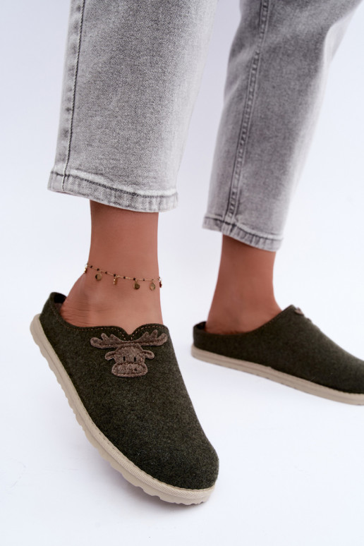 Damenpantoletten mit Rehen Inblu CS000049 khaki