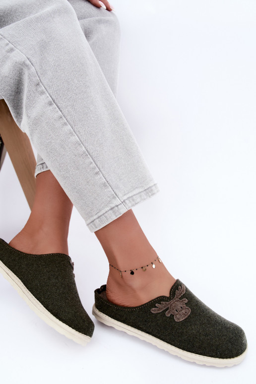 Damenpantoletten mit Rehen Inblu CS000049 khaki