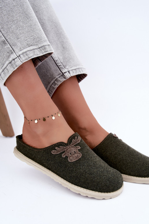 Damenpantoletten mit Rehen Inblu CS000049 khaki