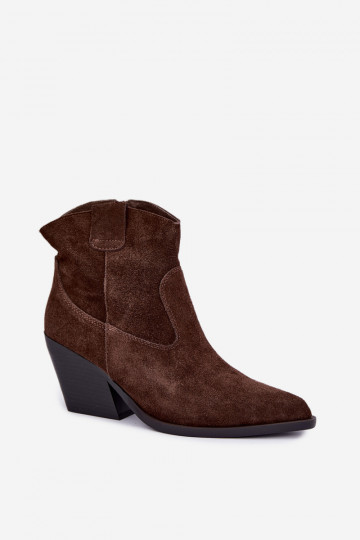 gefütterte Wildleder-Cowboy-Stiefel mit Absatz in brauner Farbe Tirabelle 2
