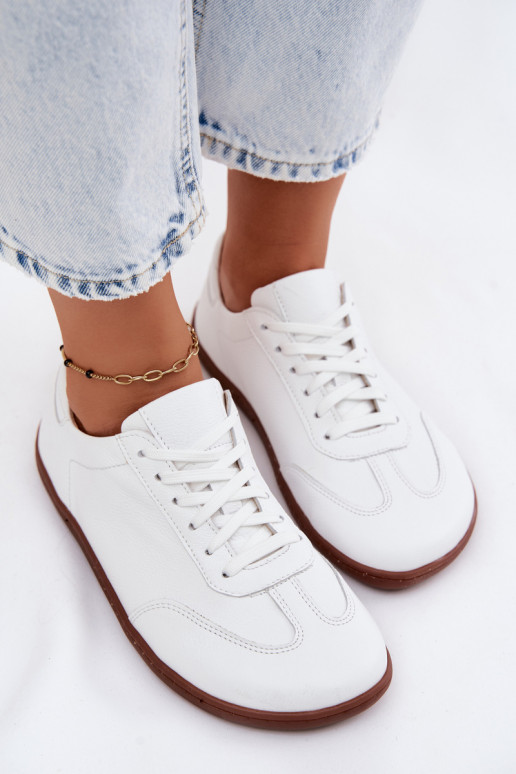 Weiße Leder Freizeitschuhe Barefoot Zazoo N1243