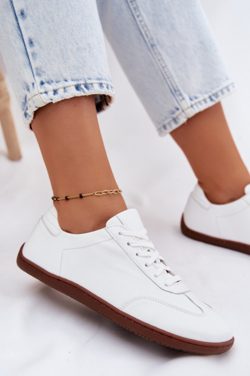 Weiße Leder Freizeitschuhe Barefoot Zazoo N1243