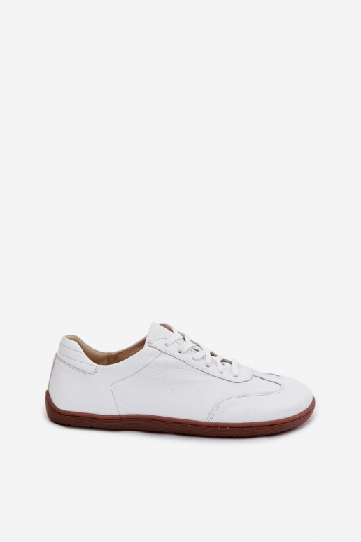 Weiße Leder Freizeitschuhe Barefoot Zazoo N1243