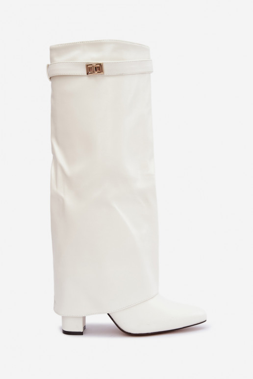 Damen Avamora kniehohe Stiefel mit Kunstlederschaft und Absätzen in Weiß