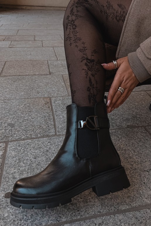 Wärmende stilvolle Stiefeletten mit Ornamenten in Schwarz Janira
