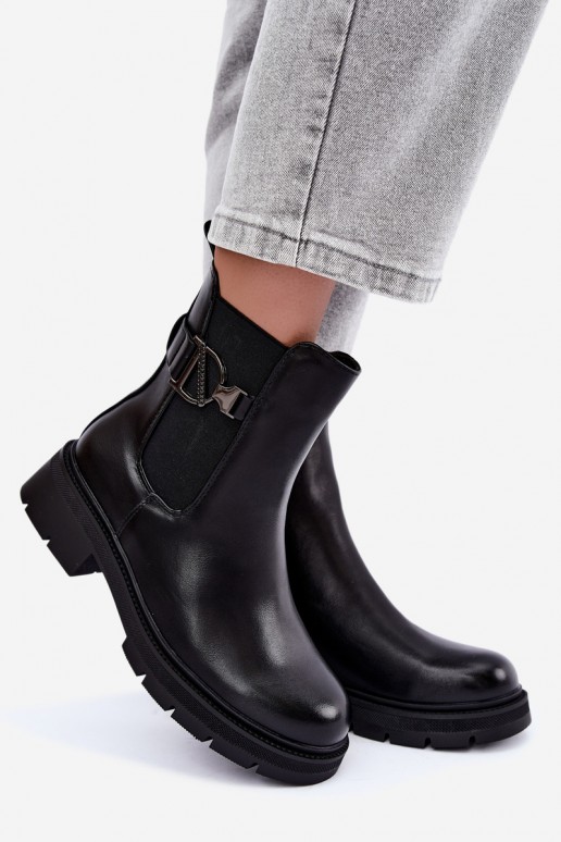 Wärmende stilvolle Stiefeletten mit Ornamenten in Schwarz Janira