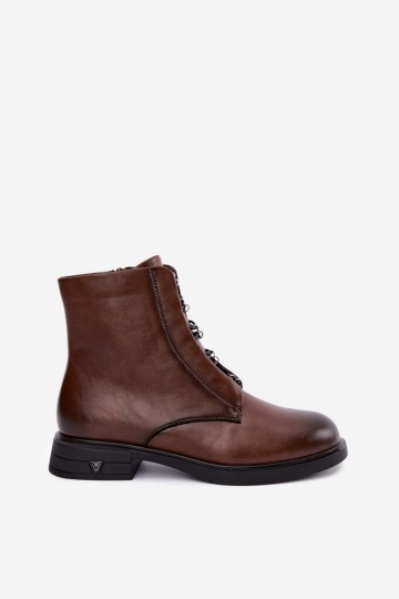 Braune isolierte Stiefeletten aus natürlichem Leder Vinceza 133113 2