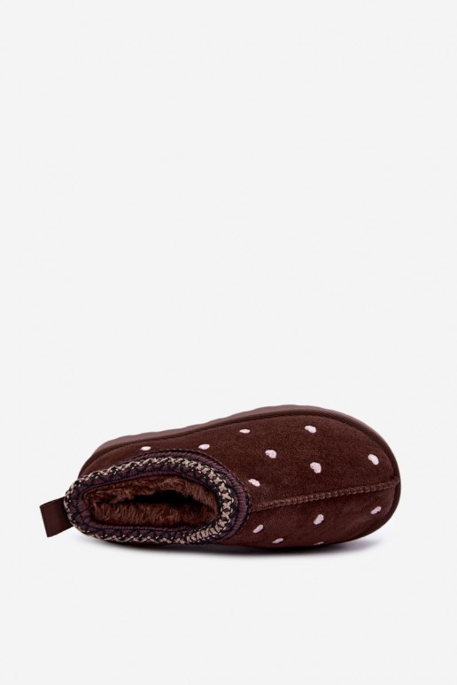 Kinder isolierte Schneestiefel mit Herzen und Fell in brauner Farbe Meldrena