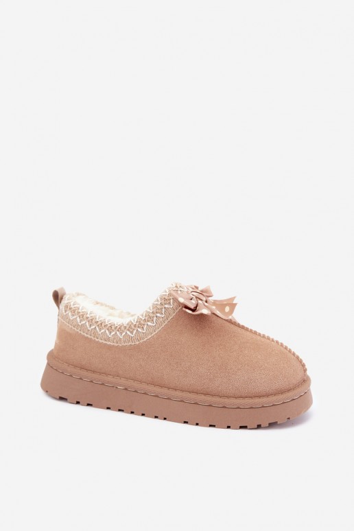 Kinder Schneestiefel mit bestickten Blumen und Schleife in sandfarben Ysmerine