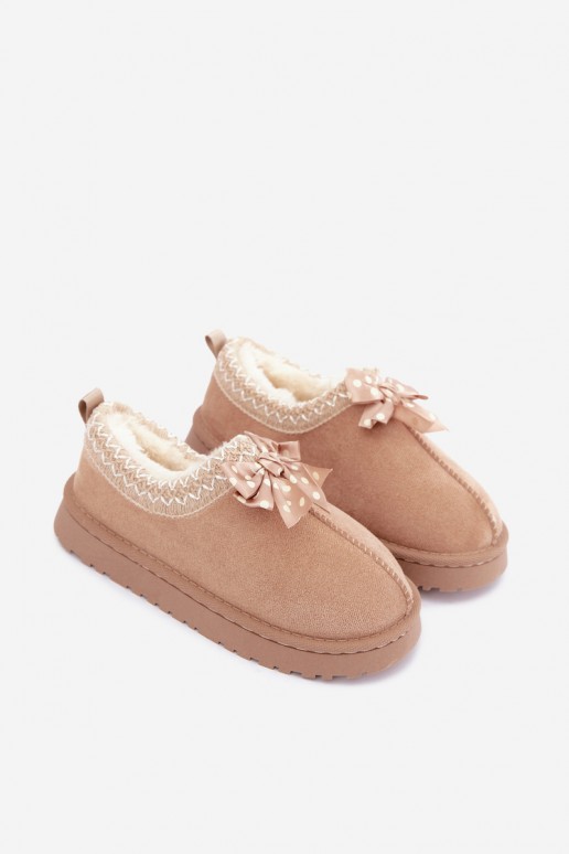 Kinder Schneestiefel mit bestickten Blumen und Schleife in sandfarben Ysmerine