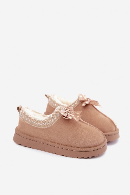 Kinder Schneestiefel mit bestickten Blumen und Schleife in sandfarben Ysmerine