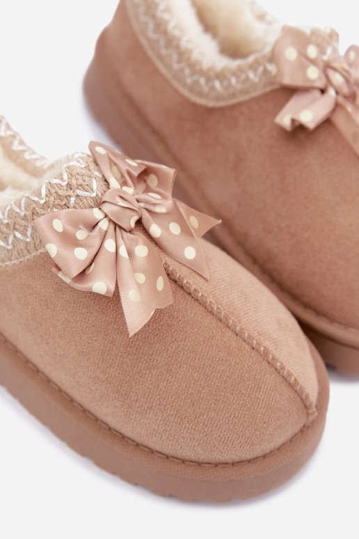 Kinder Schneestiefel mit bestickten Blumen und Schleife in sandfarben Ysmerine
