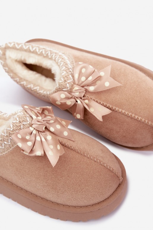 Kinder Schneestiefel mit bestickten Blumen und Schleife in sandfarben Ysmerine