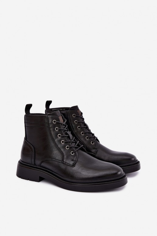 Herren Stiefeletten mit Schnürsenkeln in schwarzer Farbe Perrielle